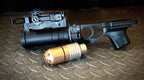 Double Bell AK grenade launcher with a detachable launcher and a metal grenade for airsoft enthusiasts