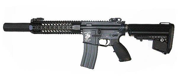 A&K M4 STW AEG AIRSOFT rifle in black with adjustable stock and rail system