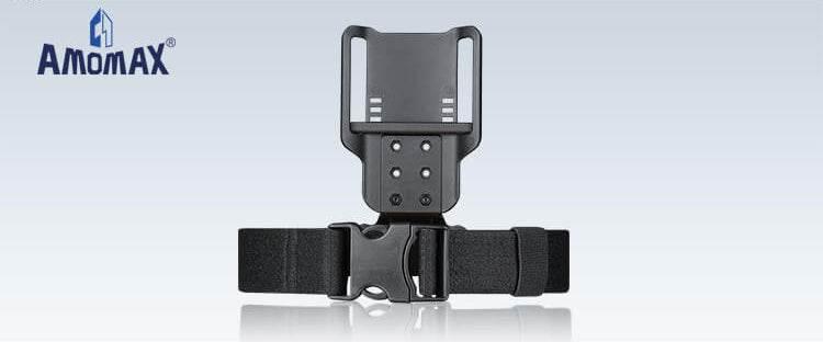 AMOMAX LOW RIDE tactical holster with adjustable straps for secure firearm carrying