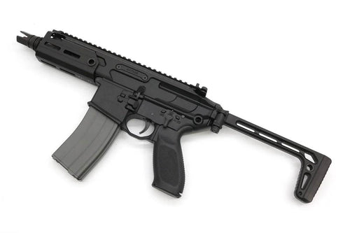 Réplique airsoft APFG MCX GBB noire avec chargeur amovible et crosse pliable