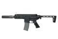 Réplique airsoft APFG MCX GBB noir avec silencieux et crosse pliable pour tir précis
