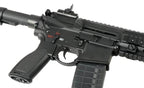 Close-up view of ARCTURUS GR16 AEG AIRSOFT rifle showing trigger, grip, and magazine details