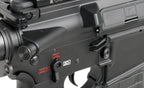 Close-up view of ARCTURUS GR16 AEG AIRSOFT gun trigger and safety selector details in black