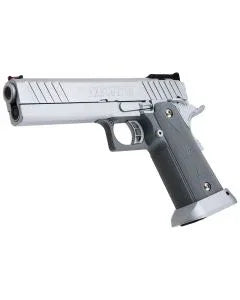 ARMY ARMAMENT R609 STI 2011 HI-CAPA pistol in silver and gray featuring a textured grip