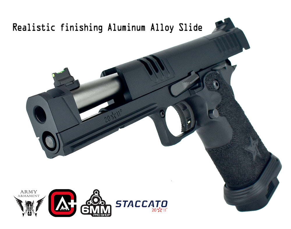ARMY ARMAMENT R618A STACCATO AIRSOFT Pistol with Realistic Aluminum Alloy Slide and Textured Grip