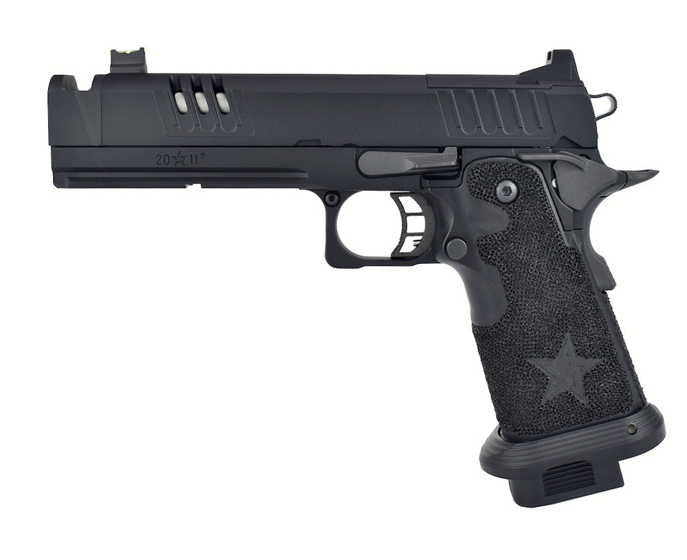 ARMY ARMAMENT R618A STACCATO AIRSOFT pistol with modern design and textured grip for enhanced gameplay