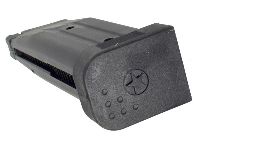 Close-up of ARMY ARMAMENT STACCATO MAGAZINE featuring durable polymer construction and textured grip for better handling