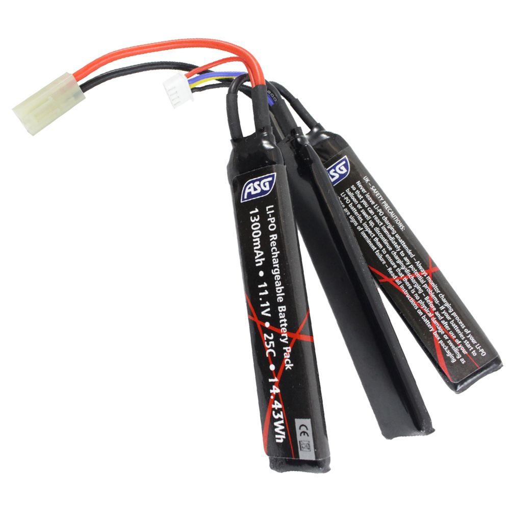ASG Airsoft battery pack with 1300mAh capacity and 11.1V voltage for optimal performance