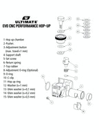 ASG HOP UP ULTIMATE EVO detailed assembly diagram showing all components and connections