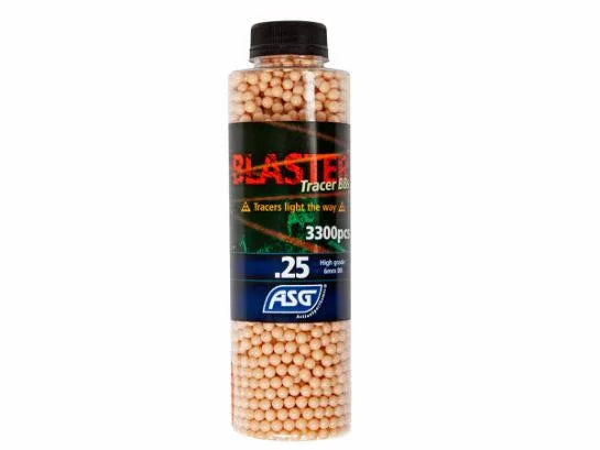 ASG Blaster .25 Red Tracer BBs in a 3300 piece bottle for enhanced shooting visibility
