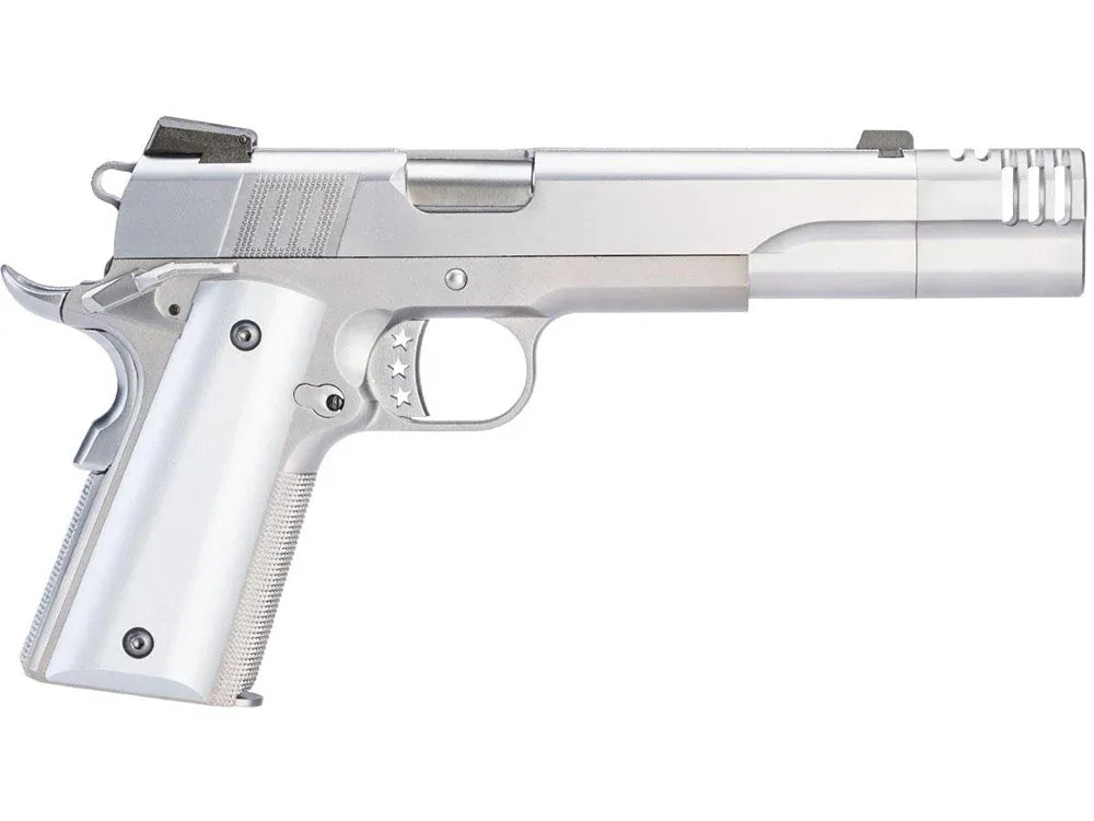 AW CUSTOM NE31 HITMAN 1911 Pistol with a sleek silver finish and ergonomic grip for precision shooting