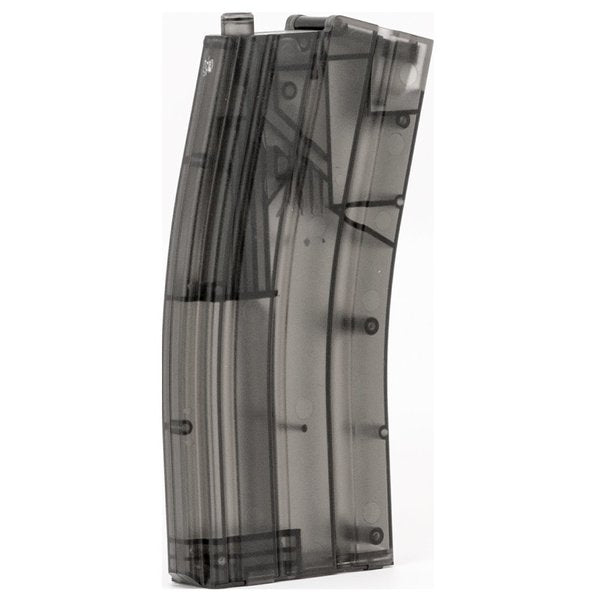 Valken BBS loader in clear smoke color, ideal for quick reloading during airsoft games