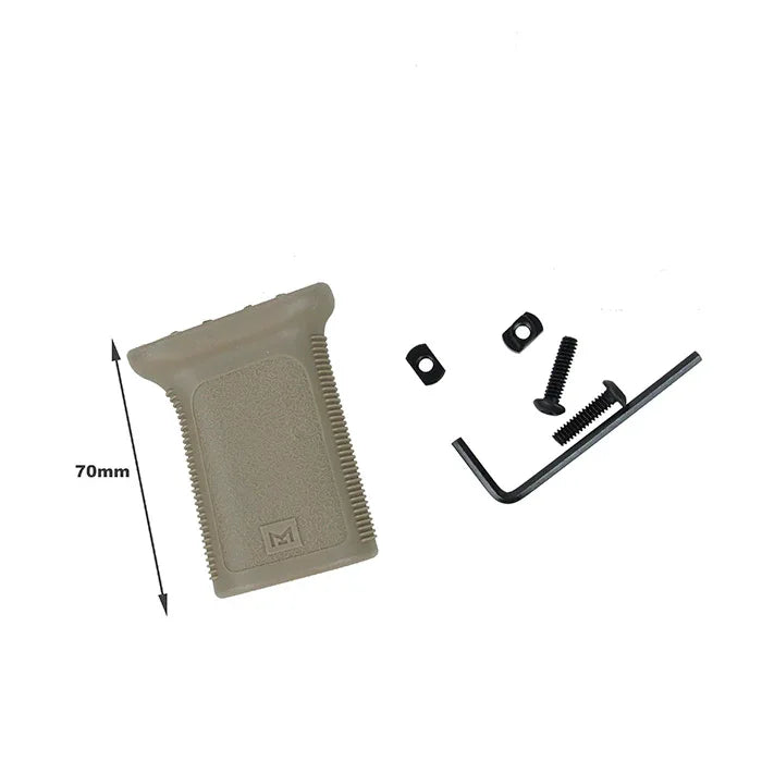 FMA BCM FRONT RAIL GRIP in Flat Dark Earth with mounting screws and tools for secure attachment