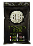 BLS tracer BBs 1kg black resealable bag with visible white tracer BBs BLS logo and weight options