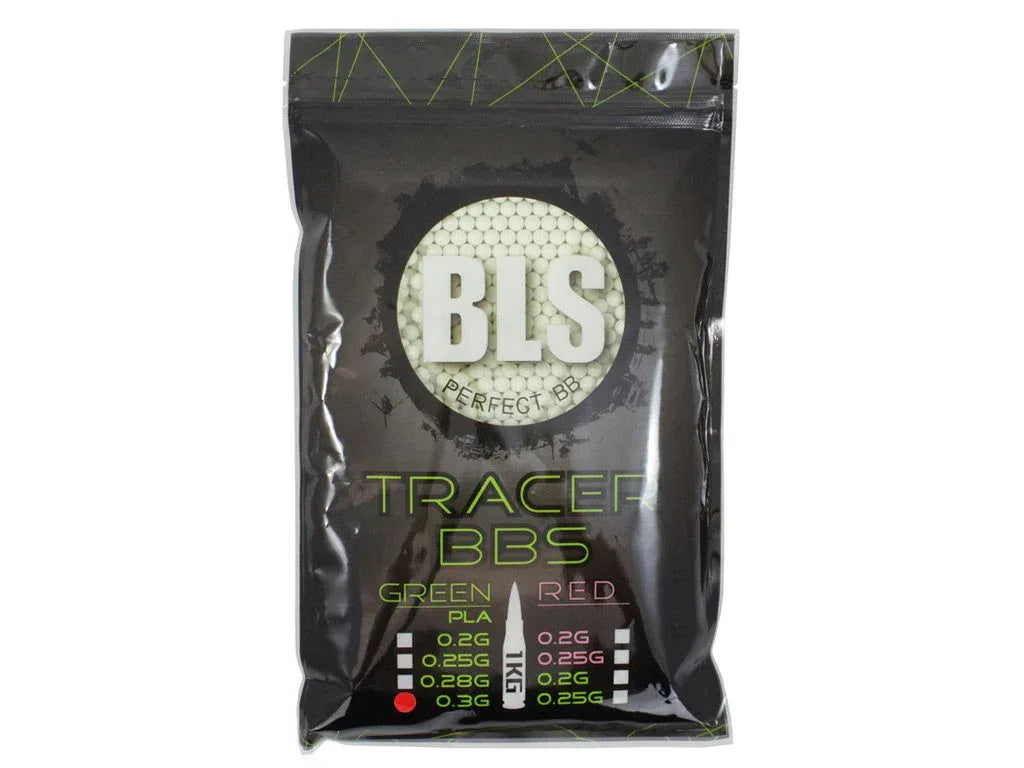 BLS TRACER AIRSOFT BBs in green and red options, ideal for enhancing your airsoft experience