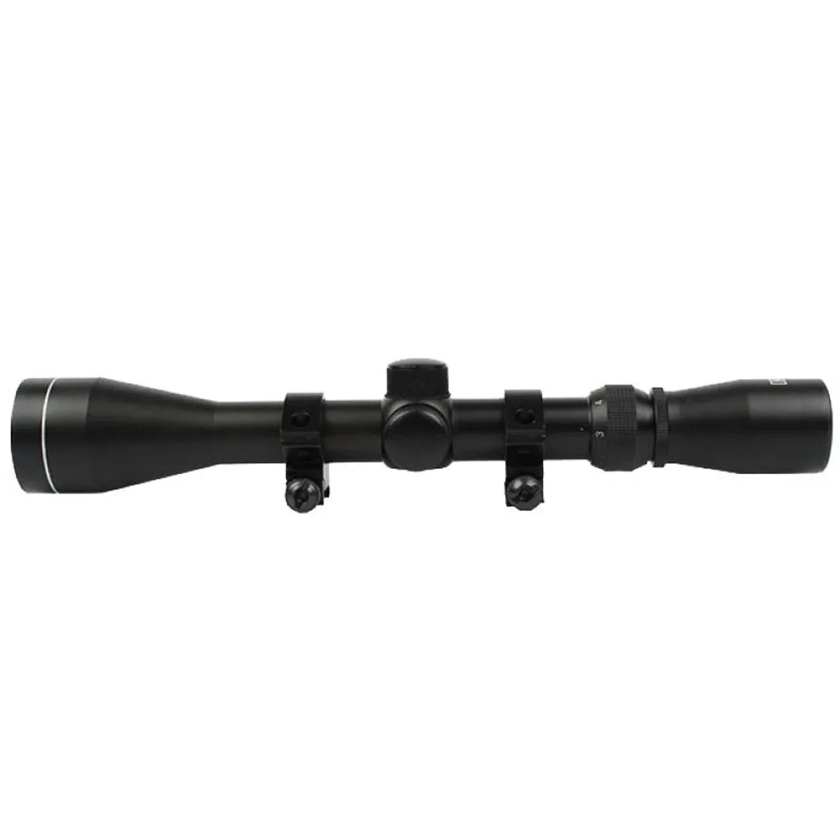 Killhouse scope with adjustable magnification and sturdy mounting rings for precision shooting