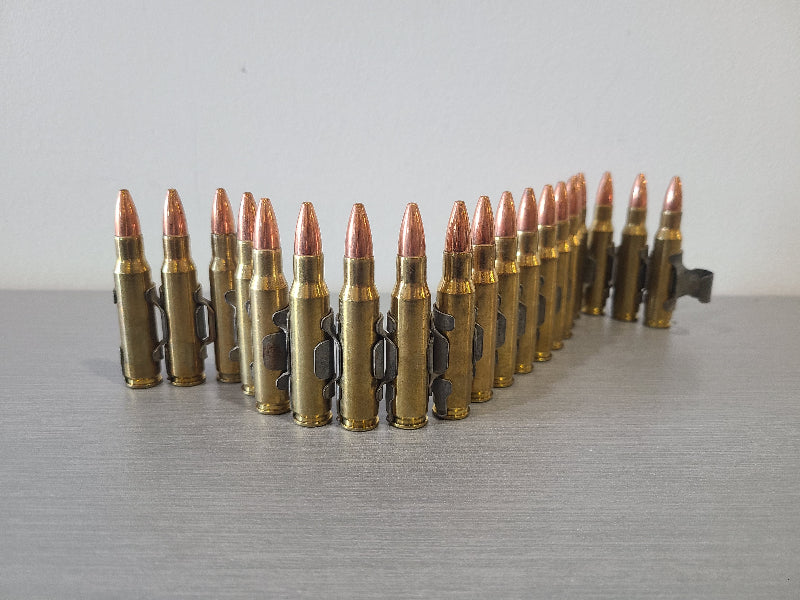 District Airsoft bullet belt featuring realistic brass cartridges for airsoft enthusiasts