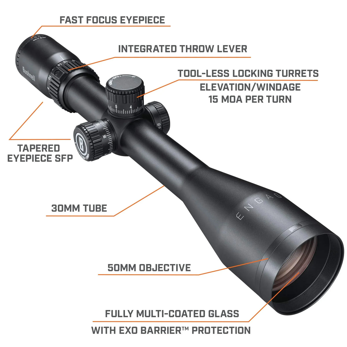 Bushnell 6-24x50 rifle scope with fast focus eyepiece and fully multi-coated glass