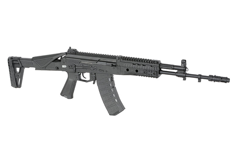 Réplique airsoft ak12 gbbr noire WELL PRO avec crosse réglable et chargeur haute capacité