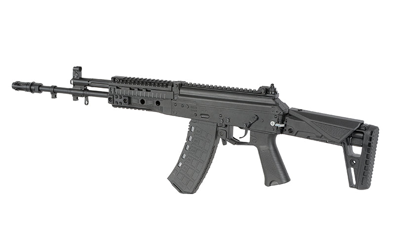 Fusil airsoft ak12 gbbr noir de WELL PRO avec crosse réglable et chargeur transparent