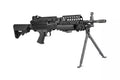 Airsoft AEG rifle with folding stock, black full metal body, front handguard and rail