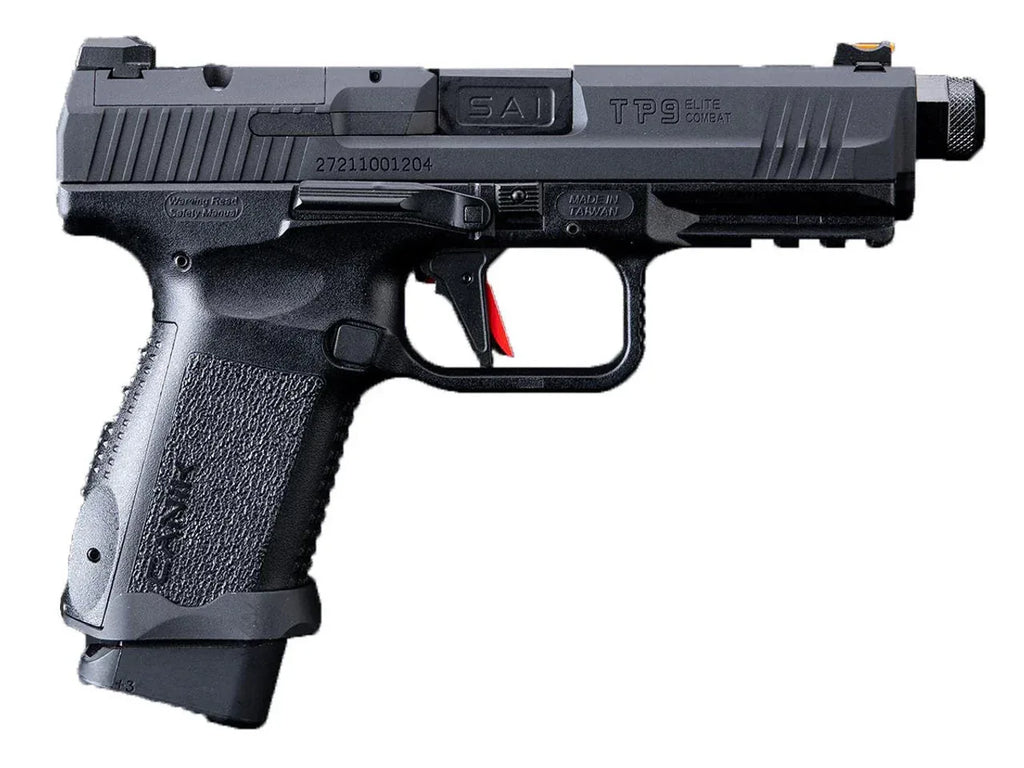 CYBERGUN CANiK TP9 ELITE pistol featuring a sleek black design and ergonomic grip