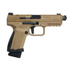 CYBERGUN CANiK TP9 ELITE Compact Airsoft Pistol in Tan with Extended Magazine and Threaded Barrel