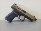 CYBERGUN CANiK TP9 ELITE airsoft pistol in tan and black finish with textured grip