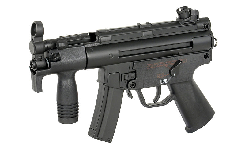 CYMA MP5K airsoft gun AEG in black compact replica with vertical foregrip and magazine
