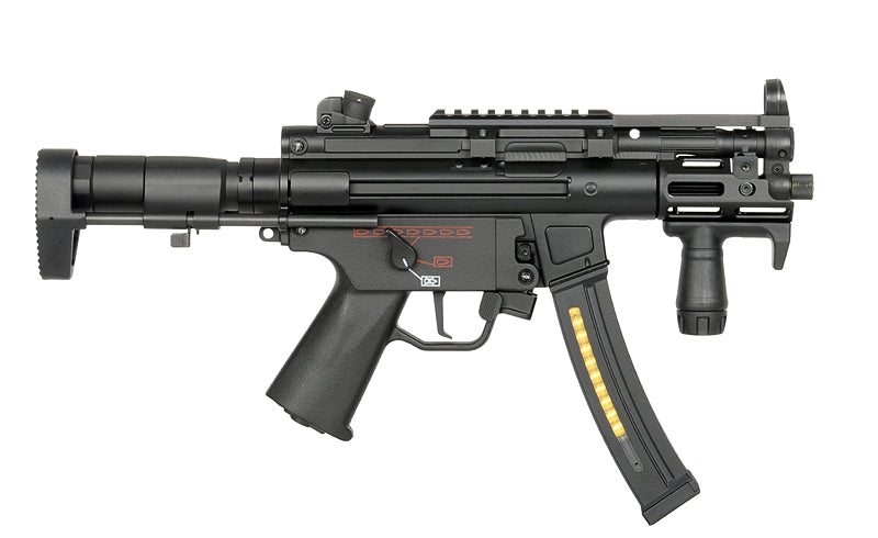 CYMA Platinum MPA PDW airsoft gun AEG compact PDW with folding stock vertical foregrip and curved magazine