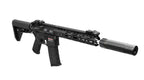 E&C devgru aeg airsoft rifle black with suppressor and extended handguard for tactical gameplay