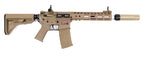 E&C tan devgru aeg airsoft rifle with adjustable stock and suppressor attachment