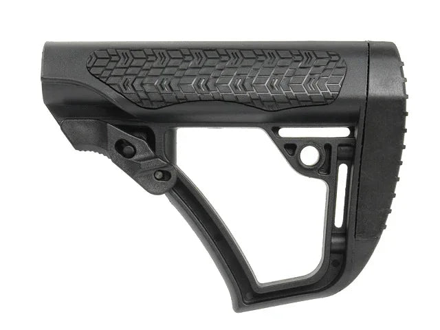 DOUBLE BELL RETRACTABLE stock with ergonomic design and textured grip for enhanced stability