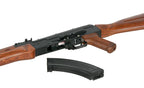 Double Bell AKM Airsoft Rifle with Wood Finish and Detachable Magazine for Authentic Gameplay