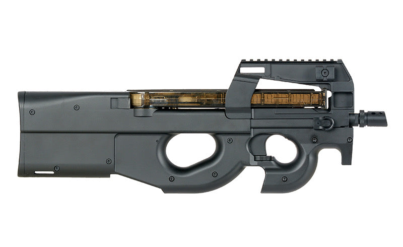 DOUBLE BELL DB-90 P90 AEG with sleek black design and tactical accessories for airsoft enthusiasts