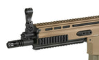 Double Bell MK16 SCAR-L CQC airsoft rifle tan AEG front handguard with picatinny rail flip up sight and muzzle