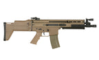 Double Bell MK16 SCAR-L CQC airsoft rifle tan AEG with short barrel folding stock Picatinny rails