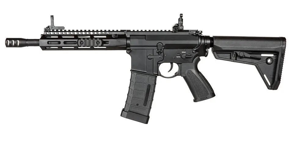 Double Bell AEG Rifle with adjustable stock and tactical rail for enhanced performance