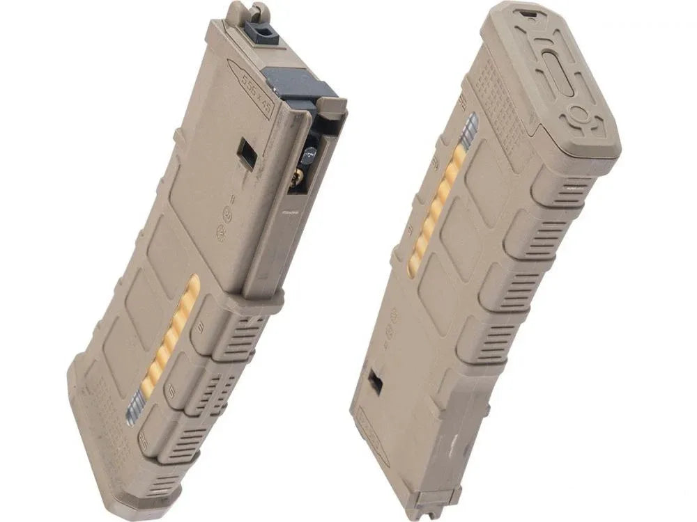 DOUBLE EAGLE NOVESKE GBB MAGAZINE in tan color designed for airsoft guns with efficient gas release
