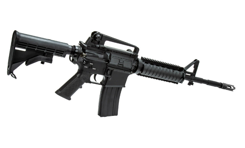Double Bell M4A1 RIS airsoft rifle by DOUBLE BELL black adjustable stock removable carry handle quad rail