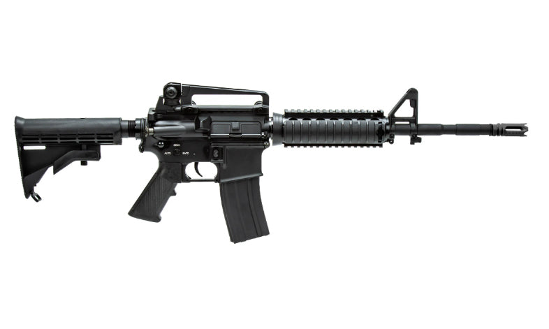 Double Bell M4A1 RIS airsoft rifle AEG with adjustable stock quad rail front sight for tactical skirmishes