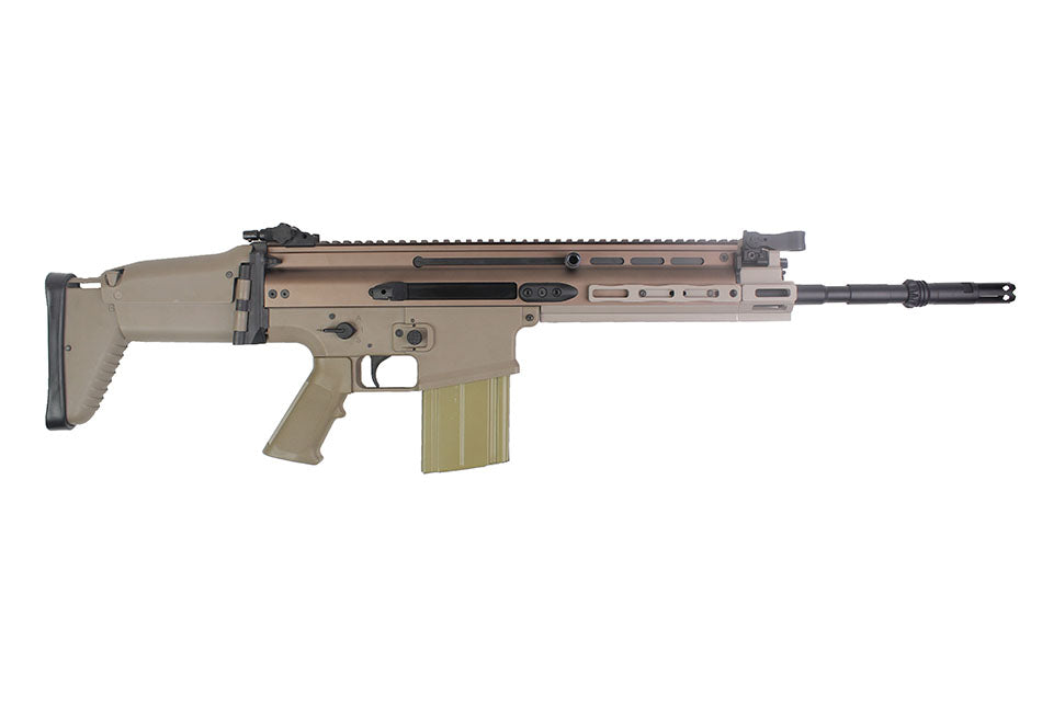 Double Bell SCAR-H airsoft rifle tan AEG replica with folding stock full length rail and magazine