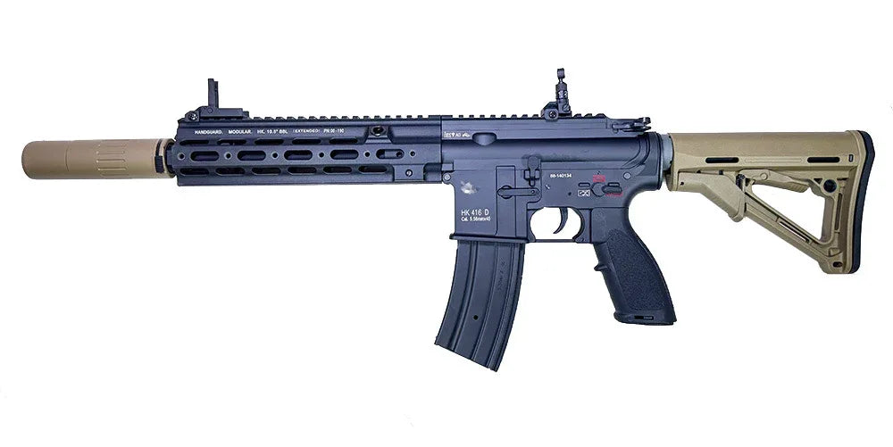 AEG E&C GIRLS FRONTLINE 416 Airsoft Rifle in Black and Tan with Adjustable Stock and Rail System