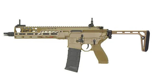 E&C APEX FORCE MCX SPEAR LT 10 AEG in tan color with adjustable stock and tactical design