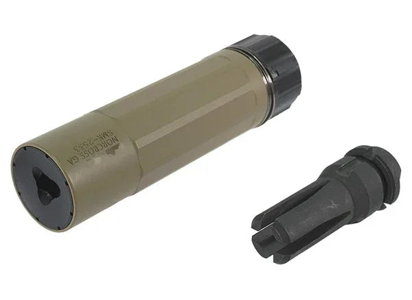 E&C DA SANDMAN-K Suppressor in Tan with Attached Muzzle Device for Firearms