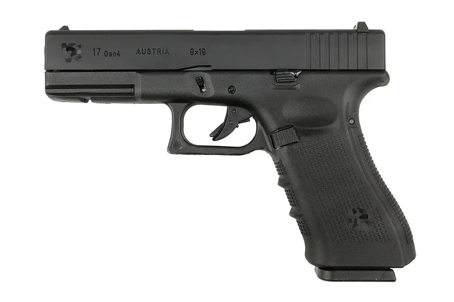 E&C G17 GEN 4 GBB Airsoft Pistol with Realistic Features and Black Finish