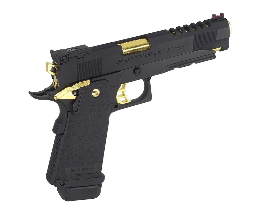 E&C HI-CAPA INFINITY 5.1 GOLD airsoft pistol with gold accents and tactical design