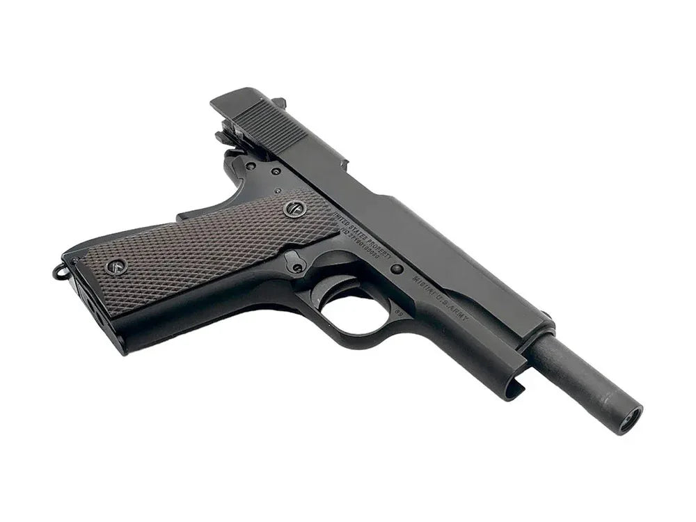 E&C M1911 A1 GOVERNMENTAL pistol with black finish and textured grip for improved handling