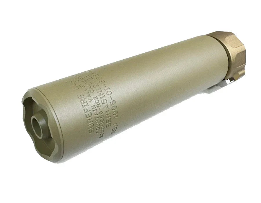 E&C SF SOCOM 556 SUPPRESSOR AIRSOFT in tan color designed for tactical airsoft use