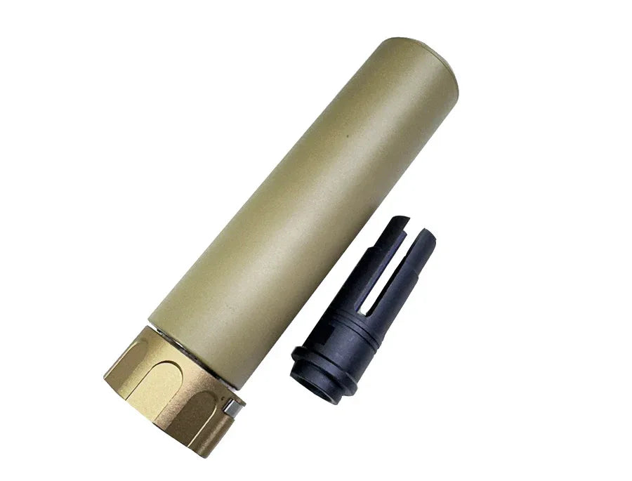 E&C SF SOCOM 556 SUPPRESSOR AIRSOFT in FDE with detachable muzzle device for enhanced airsoft performance